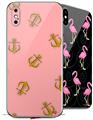 2 Decal style Skin Wraps set compatible with Apple iPhone X and XS Anchors Away Pink