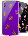 2 Decal style Skin Wraps set compatible with Apple iPhone X and XS Anchors Away Purple