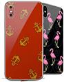 2 Decal style Skin Wraps set compatible with Apple iPhone X and XS Anchors Away Red Dark