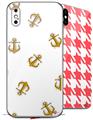 2 Decal style Skin Wraps set compatible with Apple iPhone X and XS Anchors Away White