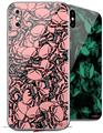2 Decal style Skin Wraps set compatible with Apple iPhone X and XS Scattered Skulls Pink