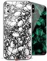 2 Decal style Skin Wraps set compatible with Apple iPhone X and XS Scattered Skulls White
