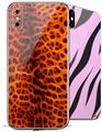 2 Decal style Skin Wraps set compatible with Apple iPhone X and XS Fractal Fur Cheetah