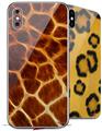 2 Decal style Skin Wraps set compatible with Apple iPhone X and XS Fractal Fur Giraffe
