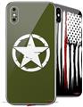 2 Decal style Skin Wraps set compatible with Apple iPhone X and XS Distressed Army Star