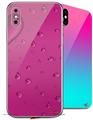2 Decal style Skin Wraps set compatible with Apple iPhone X and XS Raining Fuschia Hot Pink