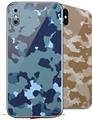 2 Decal style Skin Wraps set compatible with Apple iPhone X and XS WraptorCamo Old School Camouflage Camo Navy