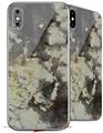 2 Decal style Skin Wraps set compatible with Apple iPhone X and XS Marble Granite 04
