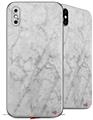 2 Decal style Skin Wraps set compatible with Apple iPhone X and XS Marble Granite 09 White Gray
