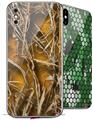 2 Decal style Skin Wraps set compatible with Apple iPhone X and XS WraptorCamo Grassy Marsh Camo Orange