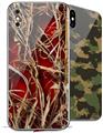 2 Decal style Skin Wraps set compatible with Apple iPhone X and XS WraptorCamo Grassy Marsh Camo Red