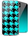 2 Decal style Skin Wraps set compatible with Apple iPhone X and XS Houndstooth Neon Teal on Black
