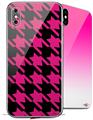 2 Decal style Skin Wraps set compatible with Apple iPhone X and XS Houndstooth Hot Pink on Black