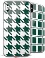 2 Decal style Skin Wraps set compatible with Apple iPhone X and XS Houndstooth Hunter Green