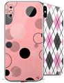 2 Decal style Skin Wraps set compatible with Apple iPhone X and XS Lots of Dots Pink on Pink