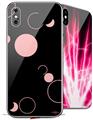 2 Decal style Skin Wraps set compatible with Apple iPhone X and XS Lots of Dots Pink on Black