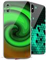 2 Decal style Skin Wraps set compatible with Apple iPhone X and XS Alecias Swirl 01 Green