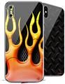 2 Decal style Skin Wraps set compatible with Apple iPhone X and XS Metal Flames