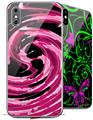 2 Decal style Skin Wraps set compatible with Apple iPhone X and XS Alecias Swirl 02 Hot Pink