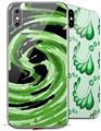 2 Decal style Skin Wraps set compatible with Apple iPhone X and XS Alecias Swirl 02 Green