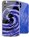 2 Decal style Skin Wraps set compatible with Apple iPhone X and XS Alecias Swirl 02 Blue