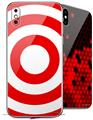 2 Decal style Skin Wraps set compatible with Apple iPhone X and XS Bullseye Red and White