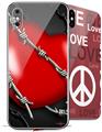 2 Decal style Skin Wraps set compatible with Apple iPhone X and XS Barbwire Heart Red