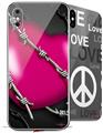2 Decal style Skin Wraps set compatible with Apple iPhone X and XS Barbwire Heart Hot Pink