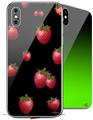 2 Decal style Skin Wraps set compatible with Apple iPhone X and XS Strawberries on Black