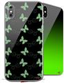 2 Decal style Skin Wraps set compatible with Apple iPhone X and XS Pastel Butterflies Green on Black