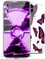 2 Decal style Skin Wraps set compatible with Apple iPhone X and XS Radioactive Purple