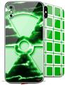 2 Decal style Skin Wraps set compatible with Apple iPhone X and XS Radioactive Green