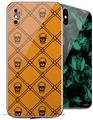 2 Decal style Skin Wraps set compatible with Apple iPhone X and XS Halloween Skull and Bones