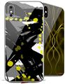 2 Decal style Skin Wraps set compatible with Apple iPhone X and XS Abstract 02 Yellow