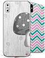 2 Decal style Skin Wraps set compatible with Apple iPhone X and XS Mushrooms Gray