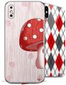 2 Decal style Skin Wraps set compatible with Apple iPhone X and XS Mushrooms Red