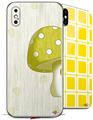 2 Decal style Skin Wraps set compatible with Apple iPhone X and XS Mushrooms Yellow