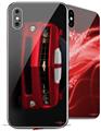 2 Decal style Skin Wraps set compatible with Apple iPhone X and XS 2010 Chevy Camaro Jeweled Red - White Stripes on Black