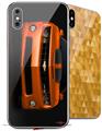 2 Decal style Skin Wraps set compatible with Apple iPhone X and XS 2010 Chevy Camaro Orange - Black Stripes on Black