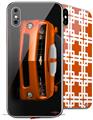 2 Decal style Skin Wraps set compatible with Apple iPhone X and XS 2010 Chevy Camaro Orange - White Stripes on Black