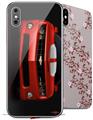 2 Decal style Skin Wraps set compatible with Apple iPhone X and XS 2010 Chevy Camaro Victory Red - White Stripes on Black