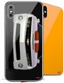 2 Decal style Skin Wraps set compatible with Apple iPhone X and XS 2010 Chevy Camaro White - Orange Stripes on Black