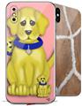 2 Decal style Skin Wraps set compatible with Apple iPhone X and XS Puppy Dogs on Pink