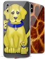 2 Decal style Skin Wraps set compatible with Apple iPhone X and XS Puppy Dogs on Black