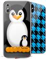 2 Decal style Skin Wraps set compatible with Apple iPhone X and XS Penguins on Black
