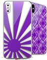 2 Decal style Skin Wraps set compatible with Apple iPhone X and XS Rising Sun Japanese Flag Purple