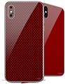 2 Decal style Skin Wraps set compatible with Apple iPhone X and XS Carbon Fiber Red