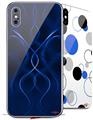 2 Decal style Skin Wraps set compatible with Apple iPhone X and XS Abstract 01 Blue