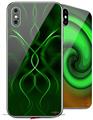 2 Decal style Skin Wraps set compatible with Apple iPhone X and XS Abstract 01 Green