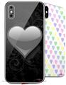 2 Decal style Skin Wraps set compatible with Apple iPhone X and XS Glass Heart Grunge Gray
